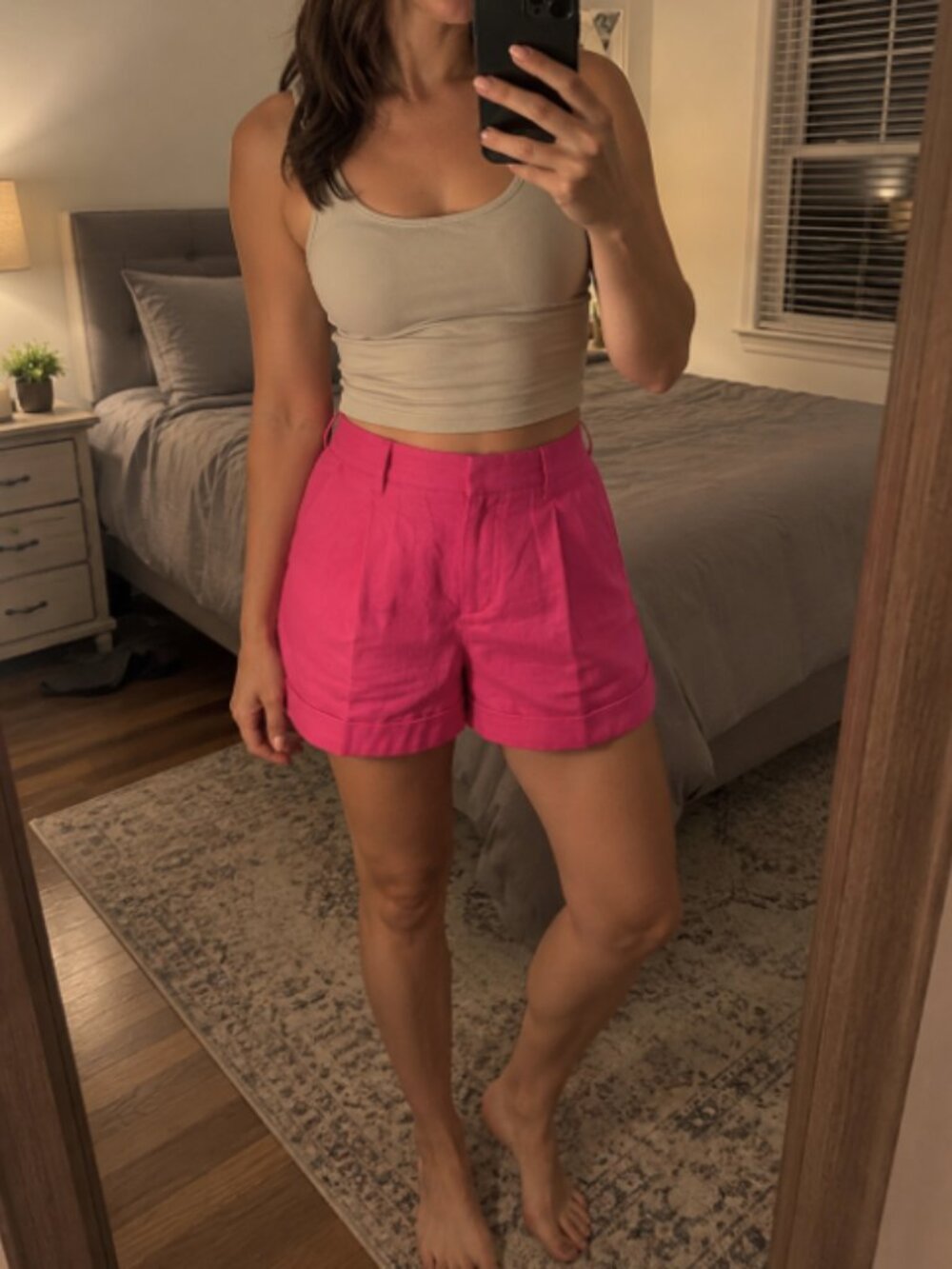 rag & bone Ivy Pleated Linen-Blend Shorts Magenta Pink Size 8
